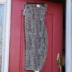 NWT - Women's Leopard Print Wide Leg Jeans by Mango